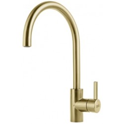 Kitchen tap Deck-mounted material: Inox C-Spout, Gold, color: Gold surface: Brushed Deck-mounted
