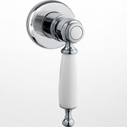 Διανομέας εντοιχιζόμενης μπαταρίας ντουζιέρας κομπλέ 3 εξόδων με λευκή λαβή από ορείχαλκο, χρώμα: Χρωμέ επιφάνεια: Γυαλιστερή Διανομείς εξωτερικό μέρος