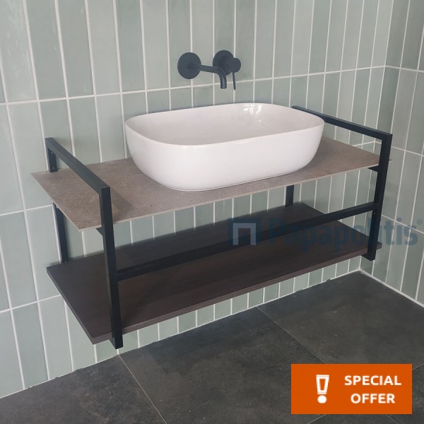 Furniture base without washbasin 100x42x45 material: Metal wall mounted, color: Black Cabinets without wash basin Furniture base without washbasin 100x42x45 material: Metal wall mounted, color: Black Cabinets without wash basin