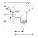 Bib tap 1/2"x3/4" material: Brass, color: Chrome surface: Glossy Angle valves Bib tap 1/2"x3/4" material: Brass, color: Chrome surface: Glossy Angle valves