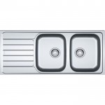 Sink Stainless (Steel) 116x50 material: Inox surface: Matt left / right nested 2 cabinet, color: Chrome Stainless steel