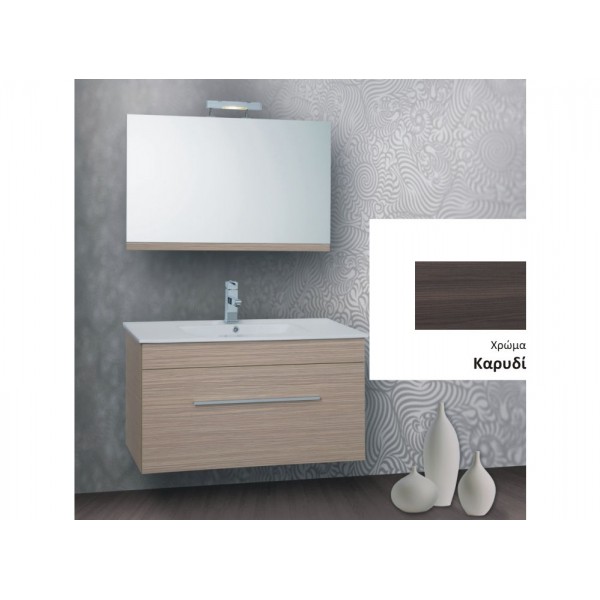 Bathroom furniture set with washbasin 90x47x50 material: Wood composite wall mounted, color: Walnut wood Bathroom furniture sets Bathroom furniture set with washbasin 90x47x50 material: Wood composite wall mounted, color: Walnut wood Bathroom furniture sets
