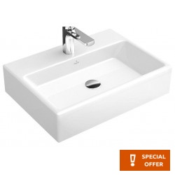 Νιπτήρας επίτοιχος 60x42x14 με 1 γούρνα με οπή στη μέση με υπερχείλιση / χωρίς κολώνα από πορσελάνη, χρώμα: Λευκό επιφάνεια: Γυαλιστερή