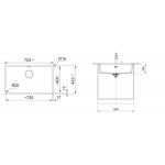 Νεροχύτης γρανιτένιος 72x40 χωρίς πάγκο υποκαθήμενος, 1 γούρνα (75,3x43,3cm) coffee, με αυτόματη βαλβίδα, χρώμα: Μπεζ Γρανιτένιοι