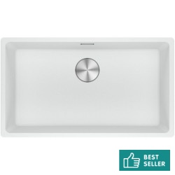 Νεροχύτης γρανιτένιος 72x40 χωρίς πάγκο υποκαθήμενος, 1 γούρνα polar white, με αυτόματη βαλβίδα (75,3x43,3cm), χρώμα: Λευκό Γρανιτένιοι