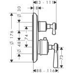 Shower tap Wall-mounted external part 2 way material: Brass thermostatic With plate without hand shower, hose and holder, color: Chrome surface: Brushed Wall-mounted - external part