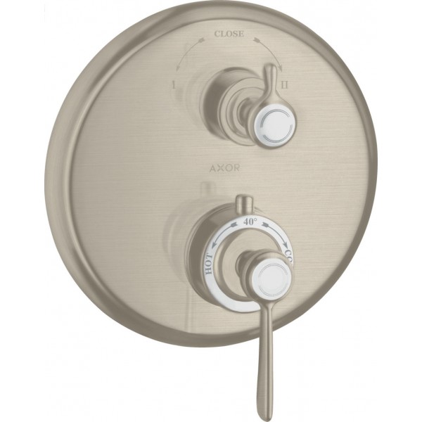 Shower tap Wall-mounted external part 2 way material: Brass thermostatic With plate without hand shower, hose and holder, color: Chrome surface: Brushed Wall-mounted - external part