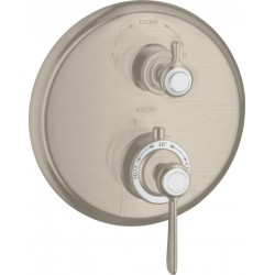 Μπαταρία ντουζιέρας εντοιχιζόμενη εξωτερικό μέρος 2 εξόδων από ορείχαλκο θερμοστατική με πλακέτα shut-off, brushed nickel, χρώμα: Χρωμέ επιφάνεια: Βουρτσισμένη Εντοιχιζόμενες εξωτερικό μέρος