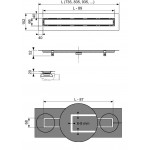 Αυλάκι ντουζιέρας (σχάρα) με πλαίσιο & κάλυμμα & παγίδα & ποδαράκια από inox 70cm, χρώμα: Χρωμέ Αυλάκια ντουζιέρας