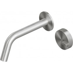 Wash basin tap Wall-mounted - external part 2 holes mixer Without waste, color: Chrome 17,5cm, AISI 316 material: Inox surface: Brushed Wall-mounted - external part