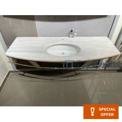 Πάγκος μπάνιου με νιπτήρα 150x61x3 από μάρμαρο επιφάνεια: Ματ με 1 νιπτήρα cherry wood, χρώμα: Ξύλο Κερασιά Νιπτηροπάγκοι
