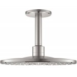 Κεφαλή ντους οροφής 31x31 από ορείχαλκο 2 ροών & βραχίονας 14,2cm, 310 Supersteel, χρώμα: Χρωμέ επιφάνεια: Βουρτσισμένη Κεφαλές ντους