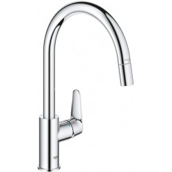Kitchen tap Deck-mounted material: Brass With Pull-Out Spray 1 jet, color: Chrome surface: Glossy Deck-mounted