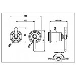 Shower tap Wall-mounted external part 2 holes 2 way material: Brass mixer without hand shower, hose and holder, color: Chrome surface: Brushed Wall-mounted - external part