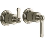 Shower tap Wall-mounted external part 2 holes 2 way material: Brass mixer without hand shower, hose and holder, color: Chrome surface: Brushed Wall-mounted - external part