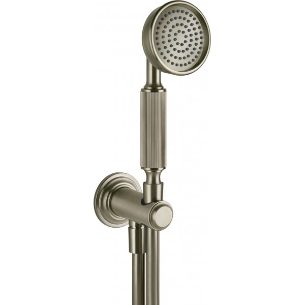 Shower head W/ hose, holder and outlet elbow 1 jet, color: Chrome surface: Brushed Hand showers