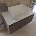 Furniture base with washbasin 81x46x35 material: Wood composite 1 basin wall mounted grey, color: Wood Grey Cabinets with wash basin