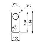 Νεροχύτης ανοξείδωτος 16x40 από inox επιφάνεια: Λεία ματ χωρίς πάγκο υποκαθήμενος, 1 γούρνα (20x44), χρώμα: Χρωμέ Ανοξείδωτοι