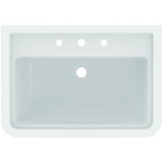 Washbasin Wall-mounted 71,5x50x17,5 With 1 bowl With overflow / no pedestal With three holes material: Porcelain, color: White surface: Glossy Wall-mounted Washbasin Wall-mounted 71,5x50x17,5 With 1 bowl With overflow / no pedestal With three holes material: Porcelain, color: White surface: Glossy Wall-mounted