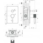 Shower tap Wall-mounted external part 2 way material: Brass mixer With plate without hand shower, hose and holder Black Metal Brushed PVD, color: Black surface: Brushed Wall-mounted - external part