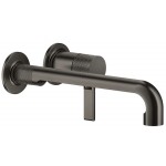 Wash basin tap Wall-mounted - external part 2 holes mixer Without waste, color: Black Black Metal Brushed PVD material: Brass surface: Brushed Wall-mounted - external part