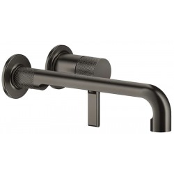 Wash basin tap Wall-mounted - external part 2 holes mixer Without waste, color: Black Black Metal Brushed PVD material: Brass surface: Brushed Wall-mounted - external part