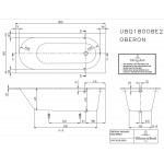 Bathtub Rectangular 180x80 material: Quaryl Quaryl, Stone White, color: White no grab bars surface: Matt Rectangular Bathtub Rectangular 180x80 material: Quaryl Quaryl, Stone White, color: White no grab bars surface: Matt Rectangular
