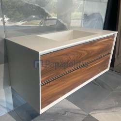 Βάση επίπλου με νιπτήρα 120x50x50 από ξύλο επίτοιχου τύπου με 1 νιπτήρα με πάγκο solid, χρώμα: Καφέ Βάσεις επίπλου με νιπτήρα