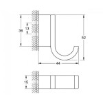 Hook Flat wall mounted material: Brass single phantom black, color: Black surface: Matt Hooks