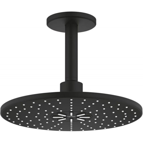 Shower head Ceiling-mounted 31x31 material: Brass, style: 2 sprays, color: Black surface: Matt Overhead showers