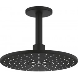 Κεφαλή ντους οροφής 31x31 από ορείχαλκο 2 ροών & με βραχίονα 14,2cm, 310, phantom black, χρώμα: Μαύρο επιφάνεια: Ματ Κεφαλές ντους