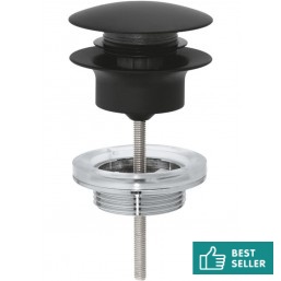 Βαλβίδα νιπτήρος, click-clack, phantom black με υπερχείλιση / χωρίς υπερχείλιση από ορείχαλκο επιφάνεια: Ματ, χρώμα: Μαύρο