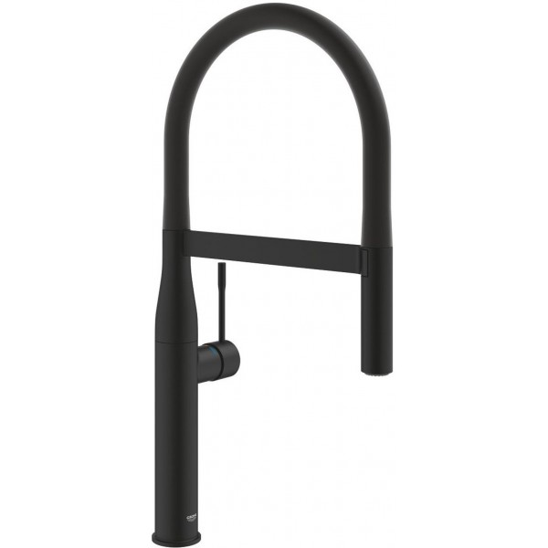 Μπαταρία κουζίνας επικαθήμενη από ορείχαλκο με ντους Professional, 2 ροών, phantom black, χρώμα: Μαύρο επιφάνεια: Ματ Επικαθήμενες