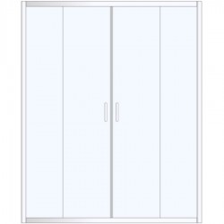 Καμπίνα ντουζιέρας ευθύγραμμη 160x195 6mm συρόμενη διπλή, κρύσταλλο διαφανές επιφάνεια: Ματ, χρώμα: Λευκό Ευθύγραμμες