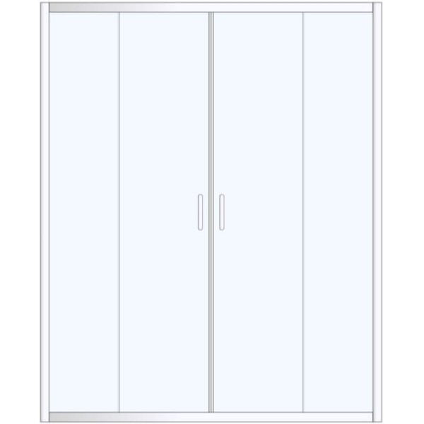 Καμπίνα ντουζιέρας ευθύγραμμη 160x195 6mm συρόμενη διπλή, κρύσταλλο διαφανές επιφάνεια: Ματ, χρώμα: Λευκό Ευθύγραμμες