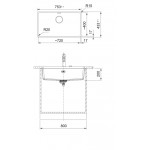 Νεροχύτης γρανιτένιος 75,3x43,3 χωρίς πάγκο υποκαθήμενος, 1 γούρνα stone grey, χρώμα: Γκρι Γρανιτένιοι