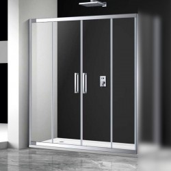 Καμπίνα ντουζιέρας ευθύγραμμη 170x195 6mm συρόμενη διπλή επιφάνεια: Γυαλιστερή, χρώμα: Χρωμέ Ευθύγραμμες