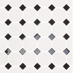 Mosaic 29,5x29,5 Spain, shape: Hexagon 1st choice rettificato naturale surface: Glossy, hue: White/Black Mosaics