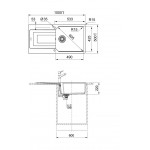 Νεροχύτης γρανιτένιος 100x50 με πάγκο αριστερά / με πάγκο δεξιά ένθετος 1 γούρνα αντιστρεφόμενος, matte black, χρώμα: Μαύρο Γρανιτένιοι