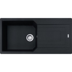 Νεροχύτης γρανιτένιος 100x50 με πάγκο αριστερά / με πάγκο δεξιά ένθετος 1 γούρνα αντιστρεφόμενος, matte black, χρώμα: Μαύρο Γρανιτένιοι