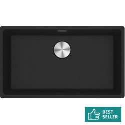 Νεροχύτης γρανιτένιος 72x40 χωρίς πάγκο υποκαθήμενος, 1 γούρνα (75,3x43,3cm) matte black, χρώμα: Μαύρο Γρανιτένιοι