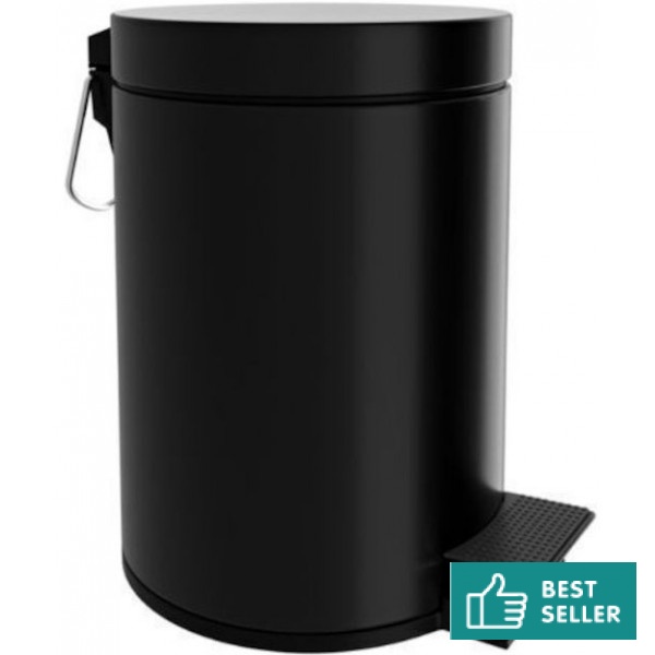 Waste bin material: Brass soft close 6 lt Closed Floor standing, color: Black surface: Matt Dustbins