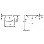 Νιπτήρας υποκαθήμενος 53x32 από πορσελάνη ceramic plus, White Alpin (58x37) με υπερχείλιση, χρώμα: Λευκό επιφάνεια: Γυαλιστερή Υποκαθήμενοι