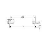 Towel 45cm supersteel Fixed material: Brass single, color: Chrome surface: Brushed Towel rails