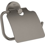 Paper holder with cover material: Brass brushed hard graphite, color: Grey surface: Brushed Toilet paper holders