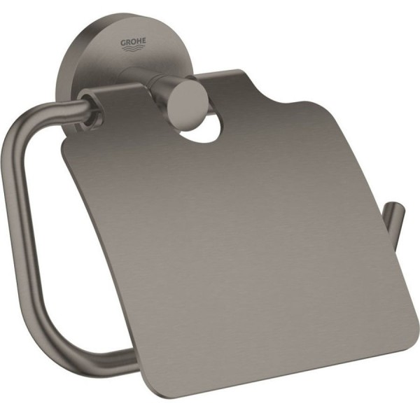 Paper holder with cover material: Brass brushed hard graphite, color: Grey surface: Brushed Toilet paper holders