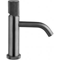 Wash basin tap Deck-mounted material: Brass mixer S size With push-open waste set, color: Black surface: Brushed Deck-mounted