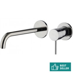 Μπαταρία νιπτήρος εντοιχιζόμενη - εξωτερικό μέρος 2 οπών αναμεικτική με βαλβίδα push-open , χρώμα: Χρωμέ από ορείχαλκο με κάθετο ρουξούνι 20,2cm επιφάνεια: Γυαλιστερή Εντοιχιζόμενες εξωτερικό μέρος