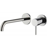 Wash basin tap Wall-mounted - external part 2 holes mixer With push-open waste set, color: Chrome material: Brass surface: Glossy Wall-mounted - external part
