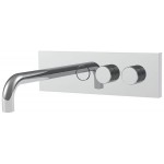 Wash basin tap Wall-mounted - external part mixer With plate With push-open waste set, color: Chrome material: Brass surface: Glossy Wall-mounted - external part